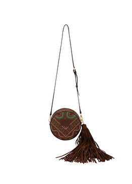 Grace Etnik Desenli Mini Yuvarlak Kadın Omuz Çantası