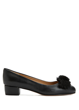 Siyah Deri Topuklu Ayakkabı