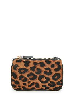 Leopar Desenli Tay Tüylü Kadın Cüzdan