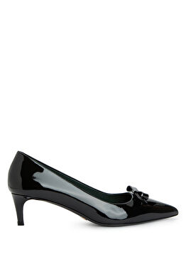 Siyah Rugan Deri Topuklu Ayakkabı