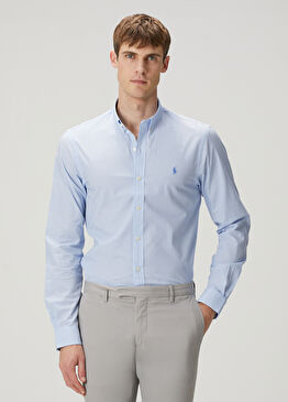 Mavi Pötikare Desenli Gömlek