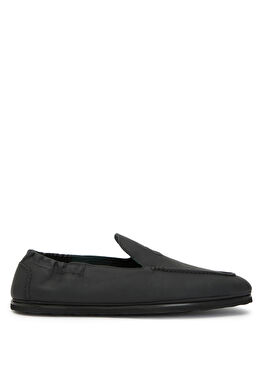 Siyah Lastik Detaylı Erkek Deri Loafer