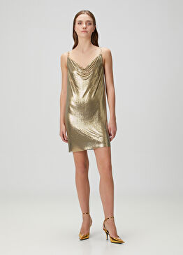 Gold Mini Kokteyl Elbise