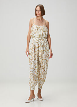 Beyaz Gold Desenli Tulum