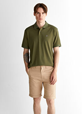 Yeşil Polo Yaka Relaxed Fit Kısa Kollu Erkek T-shirt