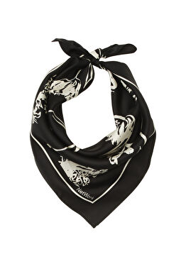 Siyah Kadın Twill İpek Fular