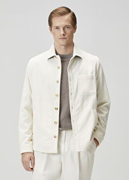 Beyaz Kadife Dış Gömlek