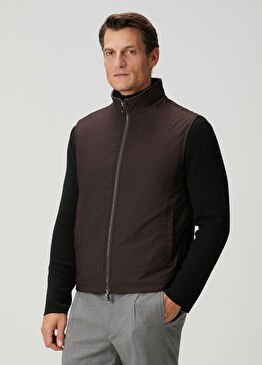 Kahverengi Çift Taraflı Yün Yelek