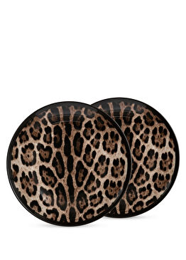 2li Leopar Desenli Tatlı Tabağı