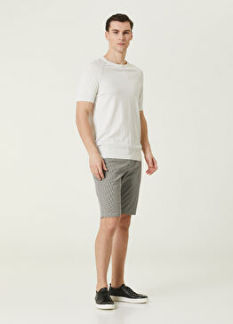 Açık Gri Mikro Desenli Bermuda