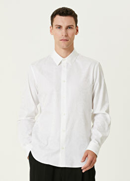 Beyaz Barok Desenli Gömlek