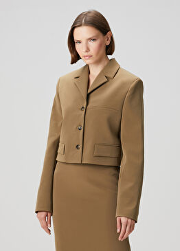 Sinead Kahverengi Crop Jersey Blazer