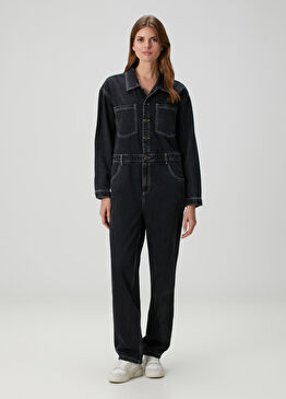 Antrasit Denim Tulum