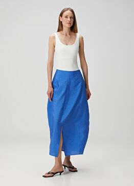 Parachute Kobalt Midi İpek Etek