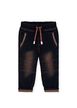 Lacivert Beli Lastikli Erkek Çocuk Denim Pantolon