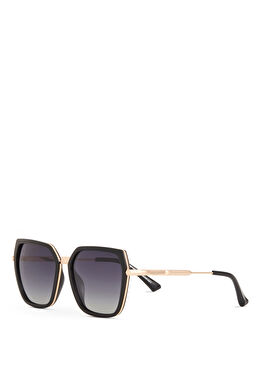 DS 2351 C1 Siyah Altın Rengi Metal Kadın Güneş Gözlüğü
