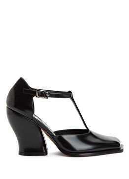 Onda Siyah Deri Topuklu Ayakkabı