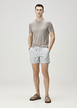 Madeira Gri Geometrik Desenli Mayo