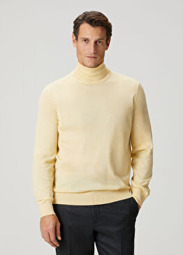 Sarı Balıkçı Yaka Kaşmir Kazak