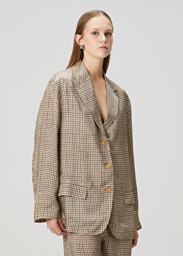 Bej Kareli Blazer