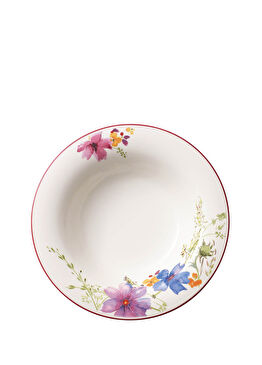 Mariefleur Çiçek Desenli Porselen Çukur Tabak 23 cm