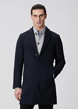 Lacivert Yün Mix Palto