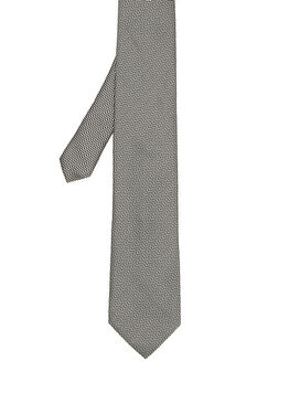 Siyah Beyaz İpek Kravat