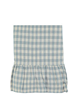 Ruffle Vichy Mavi Keten Masa Örtüsü 150 x 250 cm