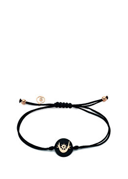 Moon Star Kadın Abanoz Altın İp Bileklik