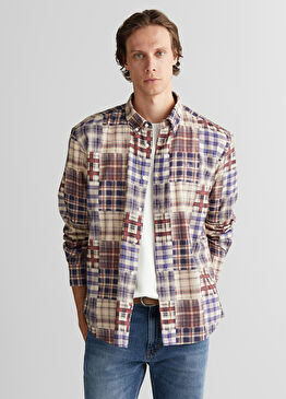 Bordo Relaxed Fit Uzun Kollu Erkek Gömlek