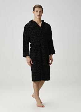 Siyah Logo Jakarlı Bornoz