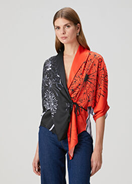 Koyo Desenli Kruvaze Bluz
