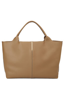 Haki Kadın Deri Alışveriş Çantası