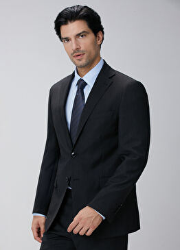 Siyah Çizgili Yün Takım Elbise