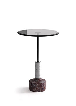 Lope Solo Vişne Leylak Mermer Ayaklı Yan Sehpa