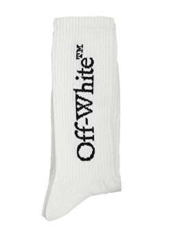 Siyah Beyaz Logo Jakarlı Erkek Çorap