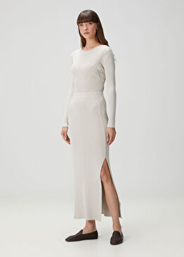 Carlota Krem Midi Triko Etek