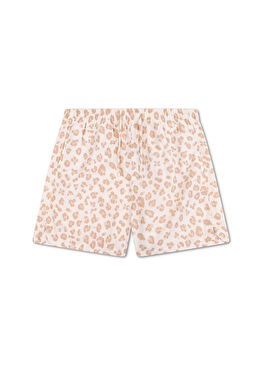 Leopard Beige UV Korumalı Kız Çocuk Deniz Şortu