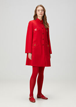 VGold Kırmızı Yün Kaban