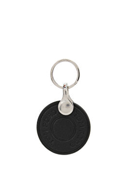 Siyah Logo Baskılı Deri Anahtarlık