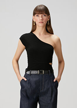Sphere Siyah Cut-Out Detaylı Bluz