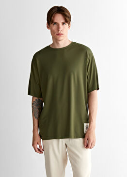 Yeşil Logolu Relaxed Fit Bisiklet Yaka Kısa Kollu Erkek T-Shirt