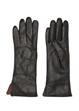 Siyah Kadın Deri Eldiven
