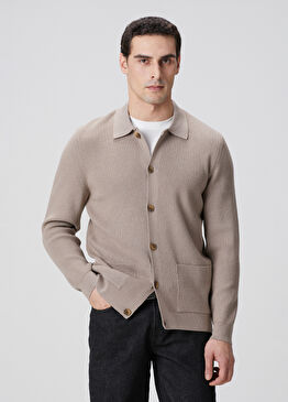 Vizon Polo Yaka Reglan Kol Cep Detaylı Triko Hırka