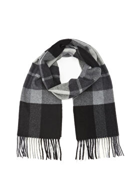 Gri Kareli Erkek Yün Atkı