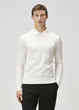 Kırık Beyaz Polo Yaka İpek Triko