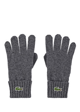 Koyu Gri Renk Bloklu Yün Unisex Eldiven