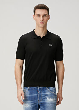 Siyah Polo Yaka Kısa Kollu Triko