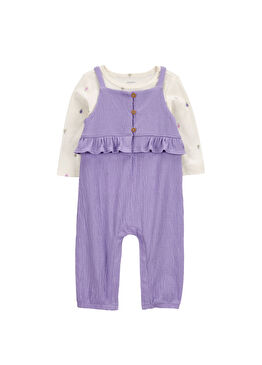 Kız Bebek Mor Salopet Body Kız Bebek 2'li Set