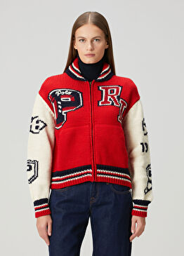 Kırmızı Logo Jakarlı Hırka